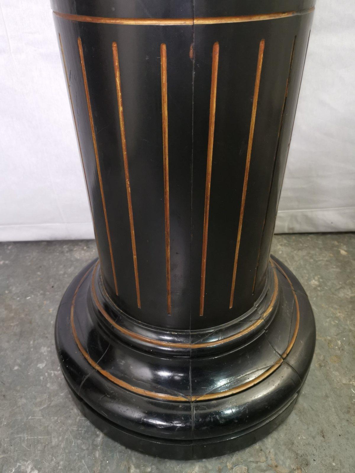 Aesthetic Movement Ebonized Pedestal Torchière with Incised & Gilded Decoration 3
