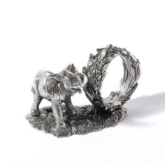 Aesthetic Movement Elephant Silver Plated Napkin Holder signé Reed & Barton