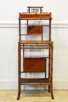 Aesthetic Movement English Chinoiserie Bamboo and Lacquer Étagère, 19th Century