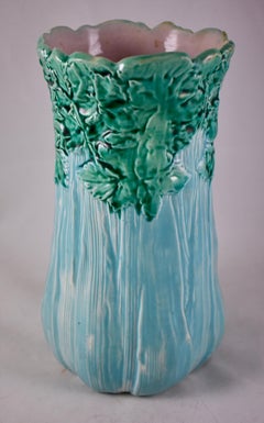 Aesthetic Movement English Majolica Tall Turquoise Celery Vase, circa 1860