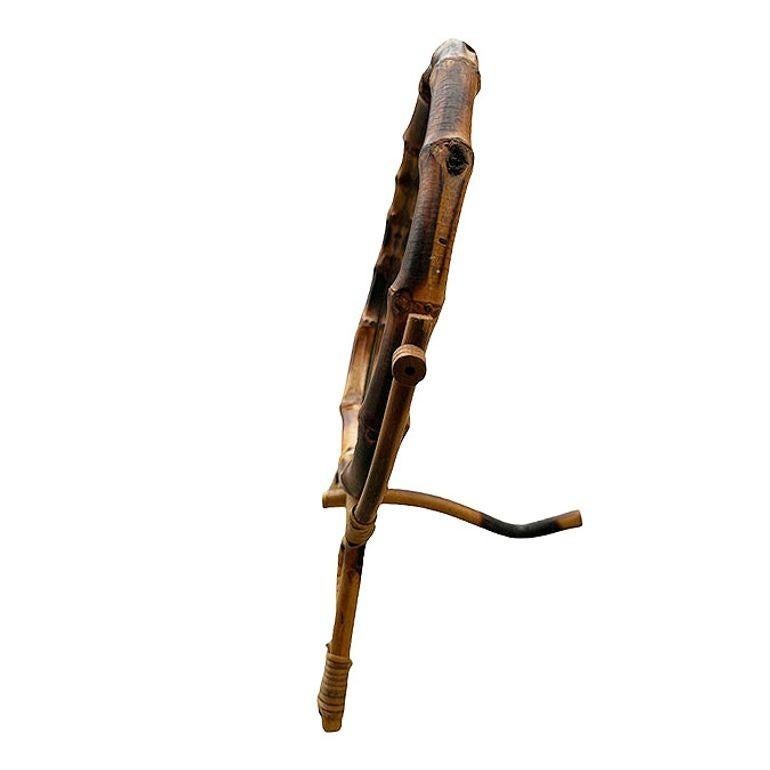 Bambou Aesthetic Movement English Round Tiger Bamboo Table Vanity Mirror en vente
