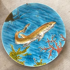 Aesthetic Movement Faience Marine Life Plater di Schutz Cilli 19° sec.
