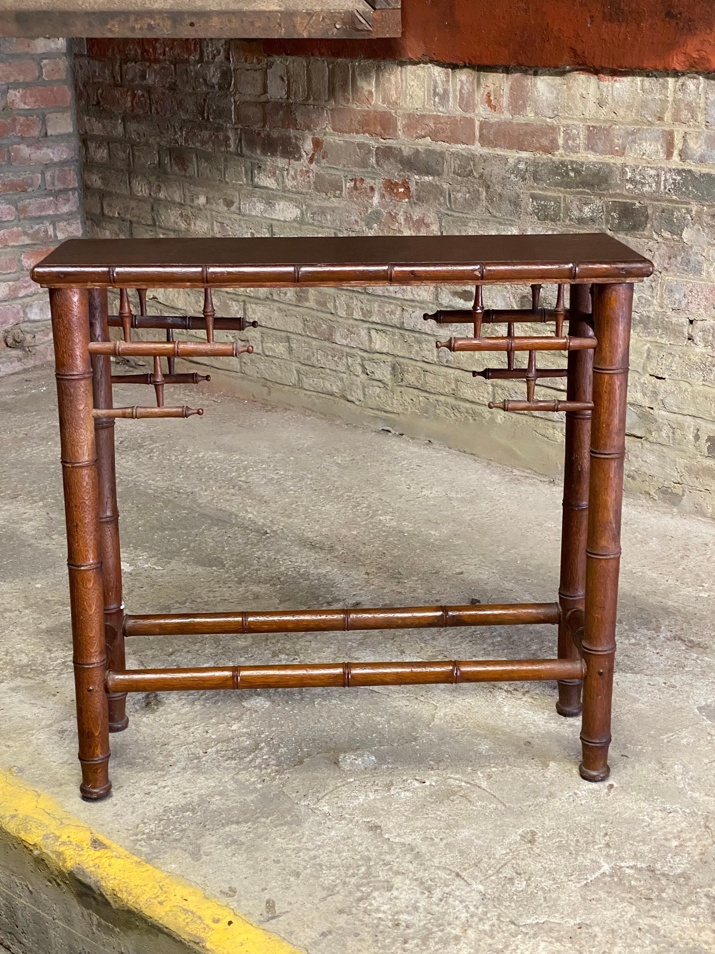 Aesthetic Movement Faux Bamboo Asian Inspired Console Table 2