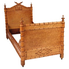 Aesthetic Movement Faux Bamboo and birds eye maple Bed