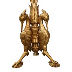 Aesthetic Movement Figural Heron Carved Gilt Wood Marble Top Side Stand c1880