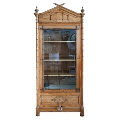 Aesthetic Movement French Faux Bamboo Armoire/ Beveled Glass Door