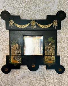 Wall Mirror, Ebonized and Gilt Decorated, 19th Century