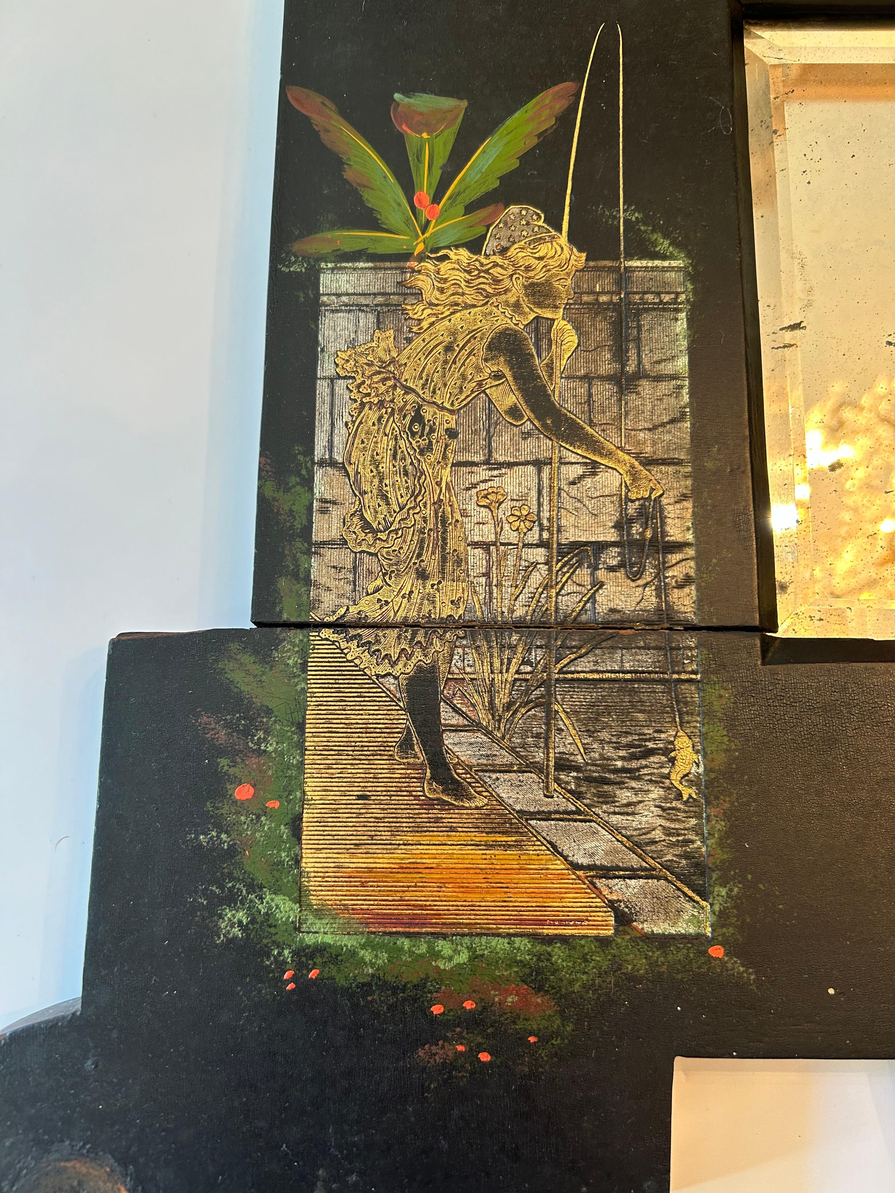Espejo de Pared, Ebonizado y Dorado Decorado, Siglo XIX siglo XIX en venta
