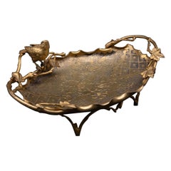 Antique Aesthetic Movement Gilt Vide-Poche with Bird