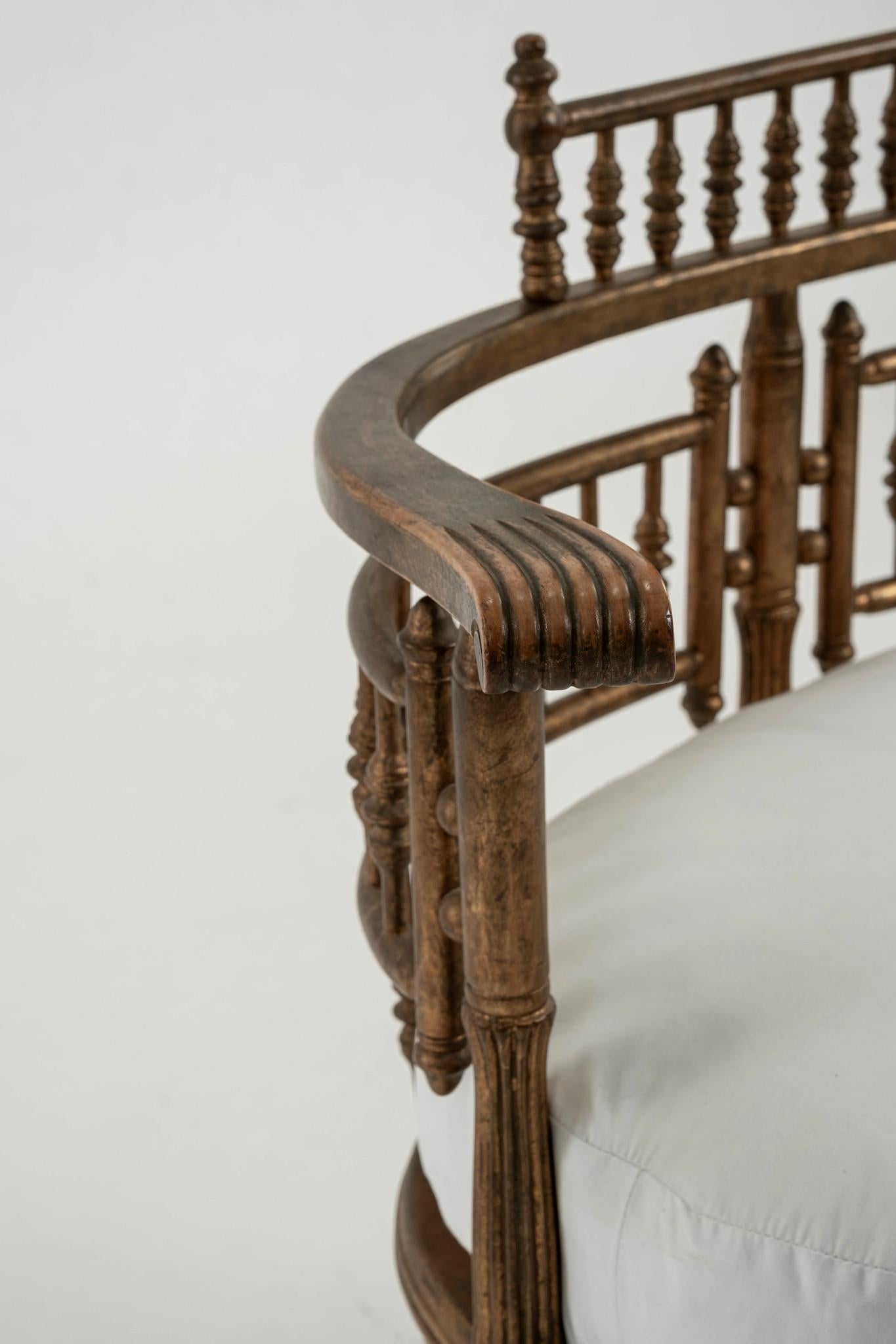 Aesthetic Movement Gold Giltwood Cane Arm Chair For Sale 1