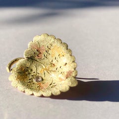 Aesthetic Movement Gold Suite Brooch/ Earrings Demi Parure Yellow and Rose Gold