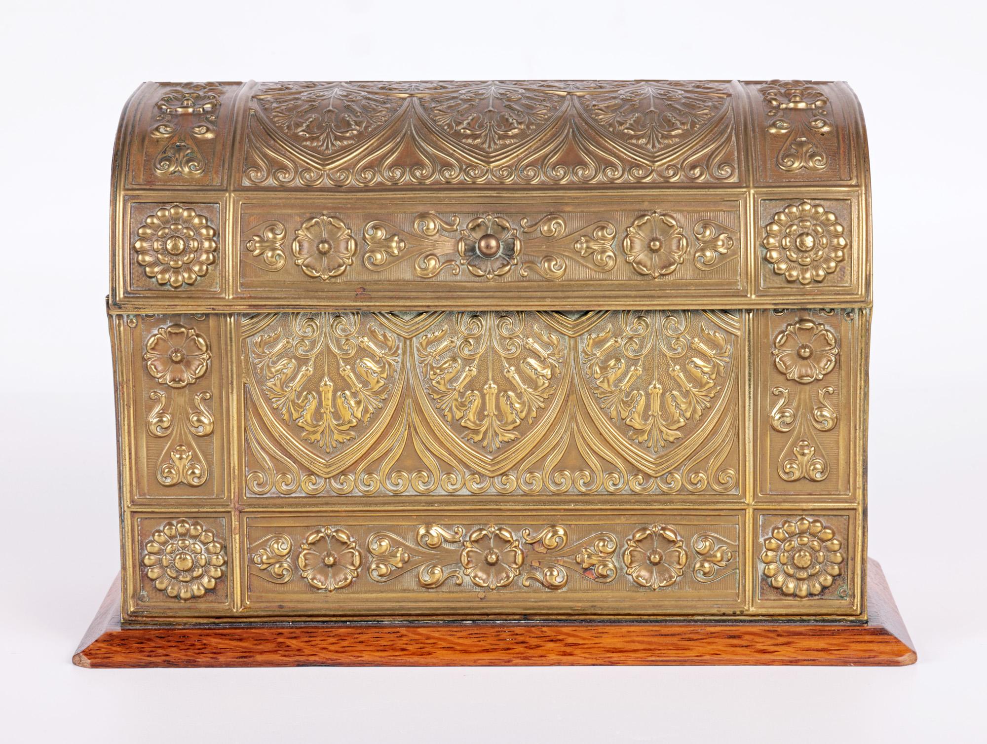 Aesthetic Movement Gothic Style Brass Mounted Stationery Box For Sale 3