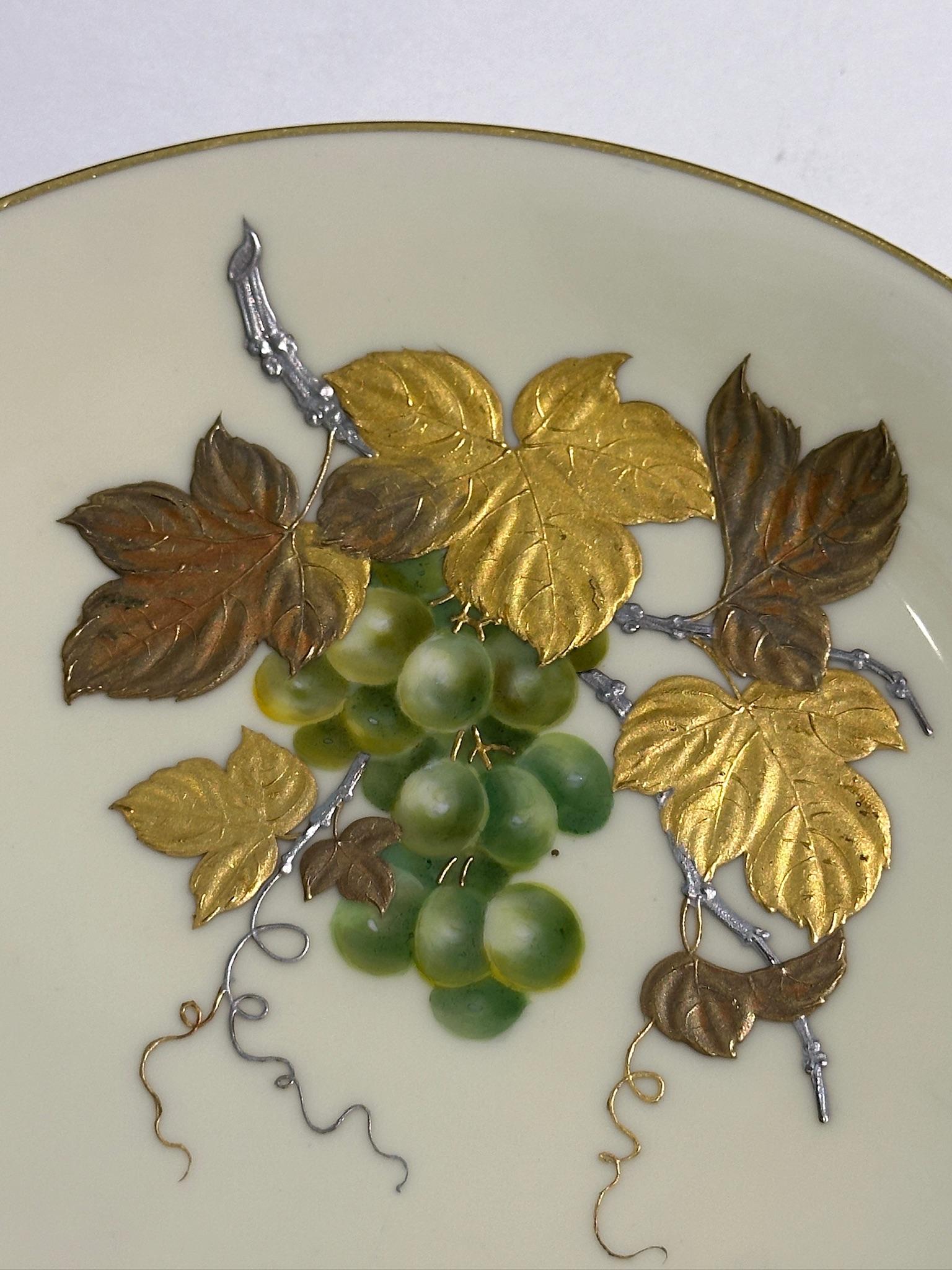 English Minton grape gold & silver hand painted  Aesthetic Movement Plate 1880 For Sale