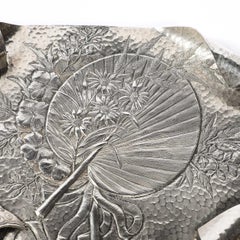 Aesthetic Movement Hand-Hammered Silver Plated Butterfly Tray by James Tufts