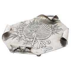 Aesthetic Movement Hand-Hammered Silver Plated Butterfly Tray by James Tufts