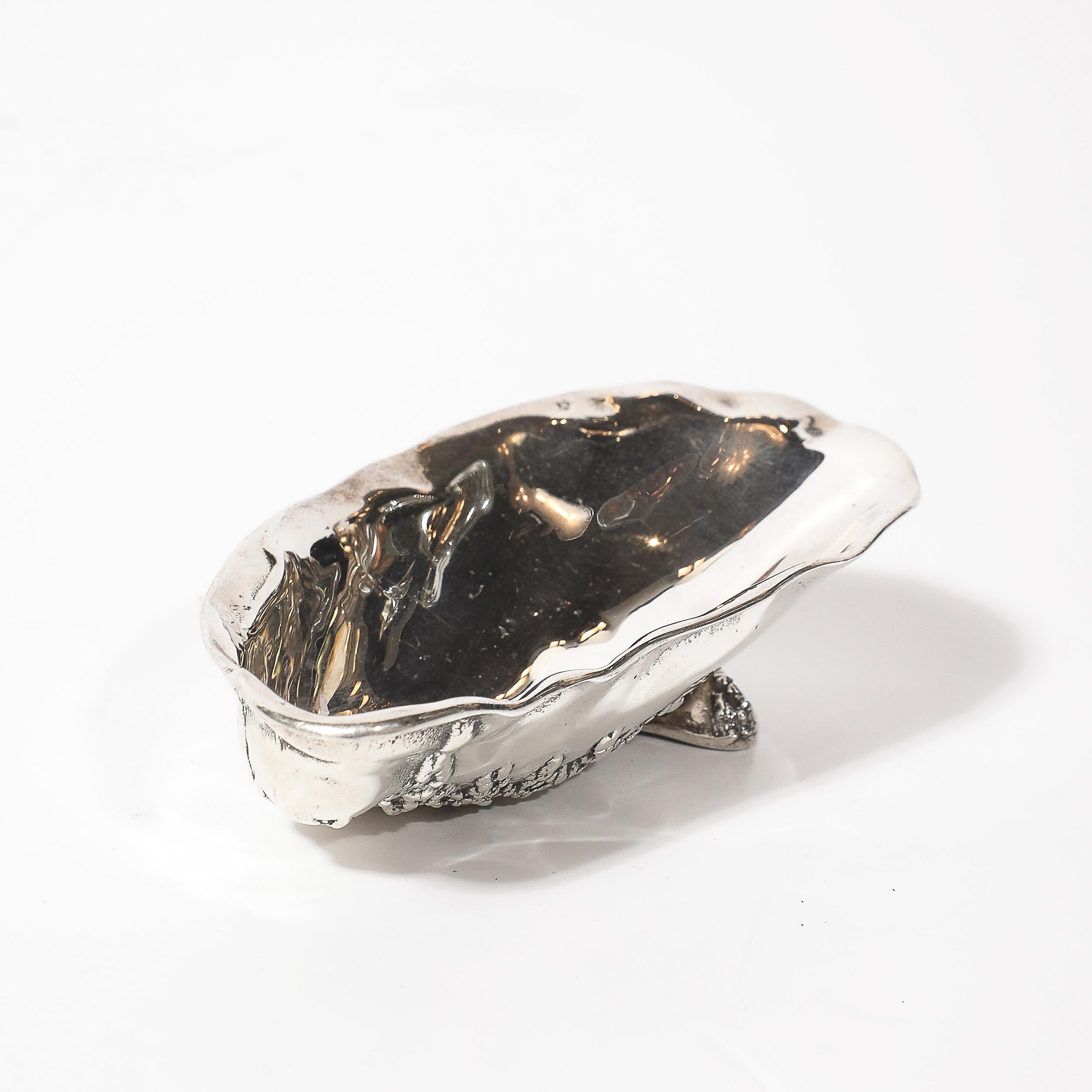 American Aesthetic Movement Hand-Hammered Sterling Silver Shell Form Dish by Gorham For Sale