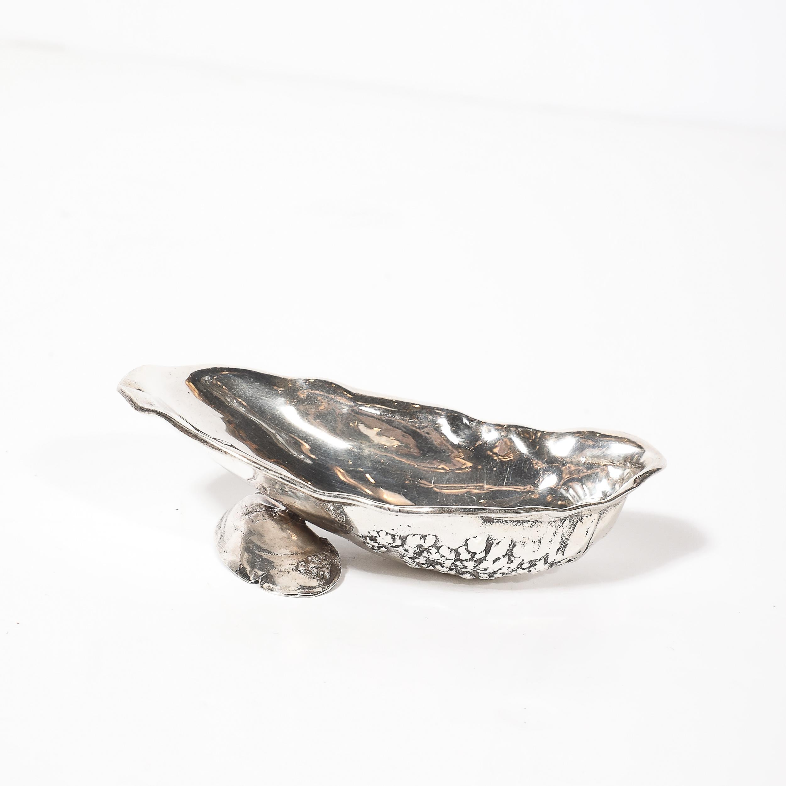 Late 19th Century Aesthetic Movement Hand-Hammered Sterling Silver Shell Form Dish by Gorham For Sale