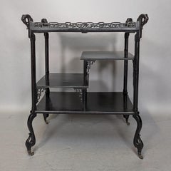 Aesthetic Movement Japanese Tea Trolley With River Scene Decoration.