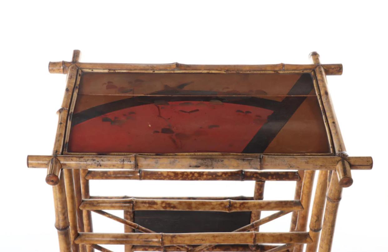 Laque japonaise Aesthetic Movement Japanned Bamboo Side Table, Late 19th Century en vente
