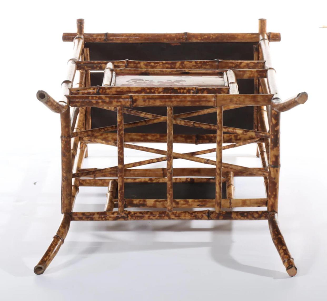 XIXe siècle Aesthetic Movement Japanned Bamboo Side Table, Late 19th Century en vente