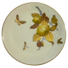 Precious Minton lemons gold & silver hand painted  Aesthetic Movement Plate 1880