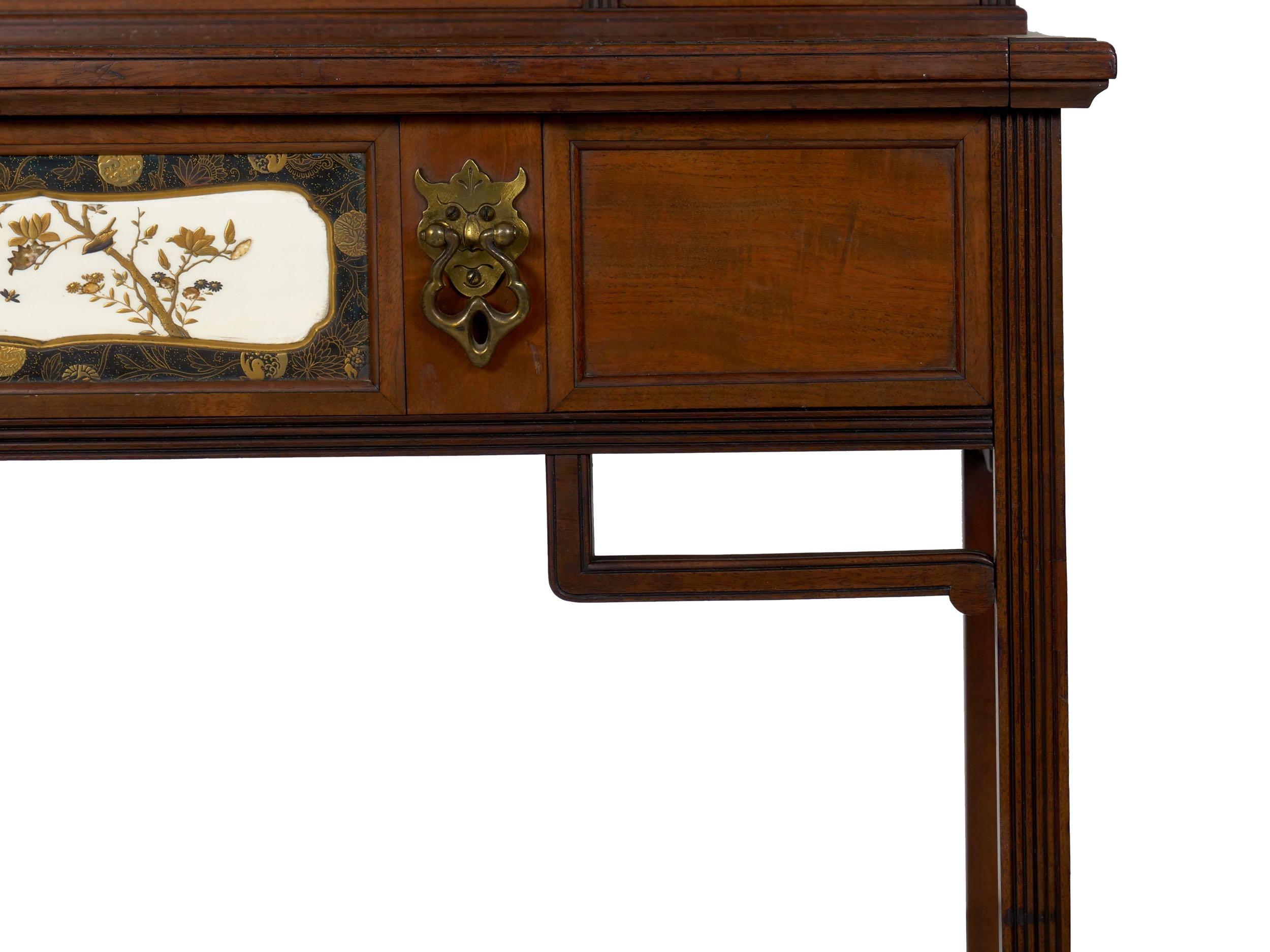 Aesthetic Movement Mahogany Bonheur du Jour Secretary Desk Cabinet, circa 1880 3