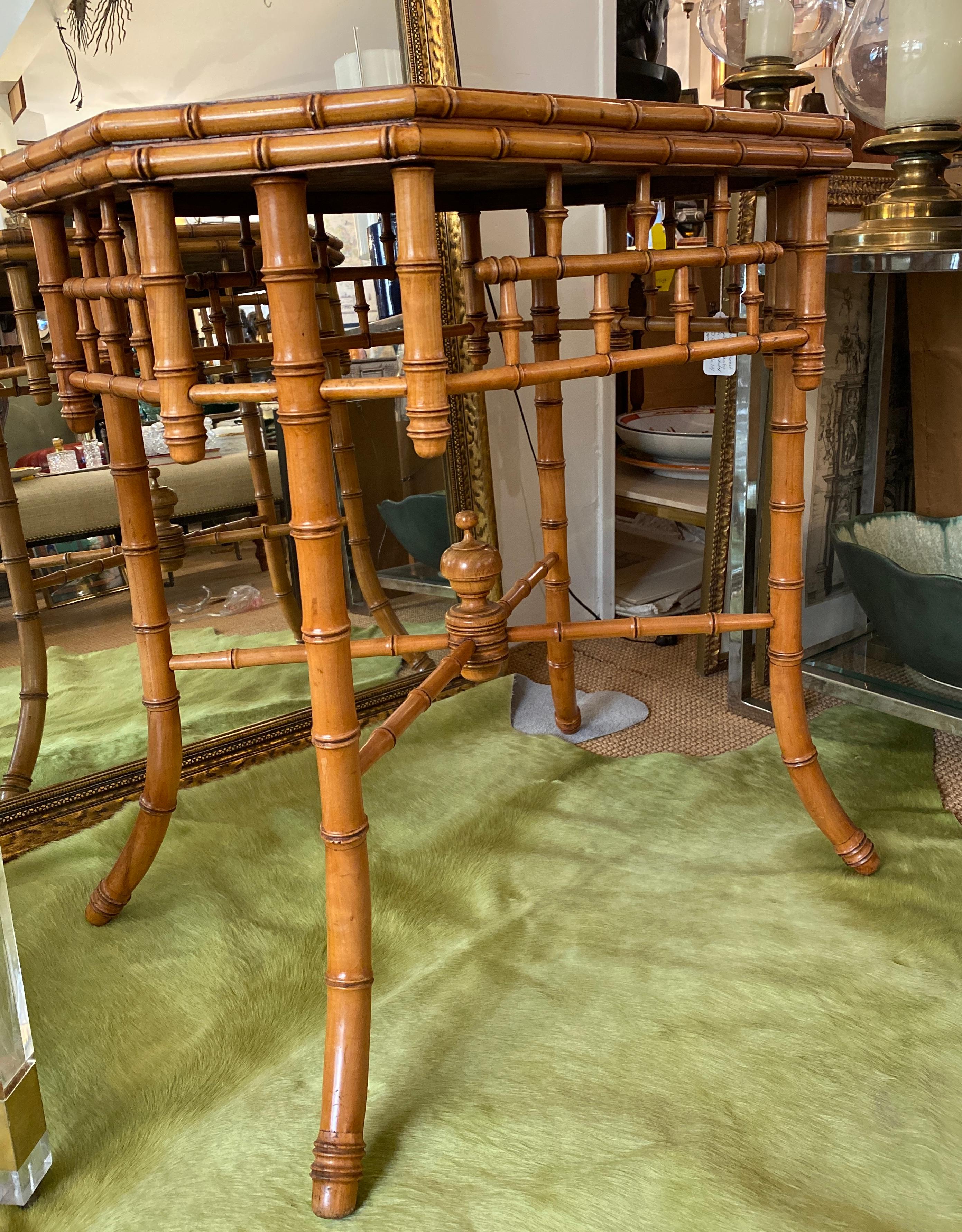 19th Century rare Aesthetic Movement, Maple Faux Bamboo Side Table Attributed to RJ Horner + Co. NY. 