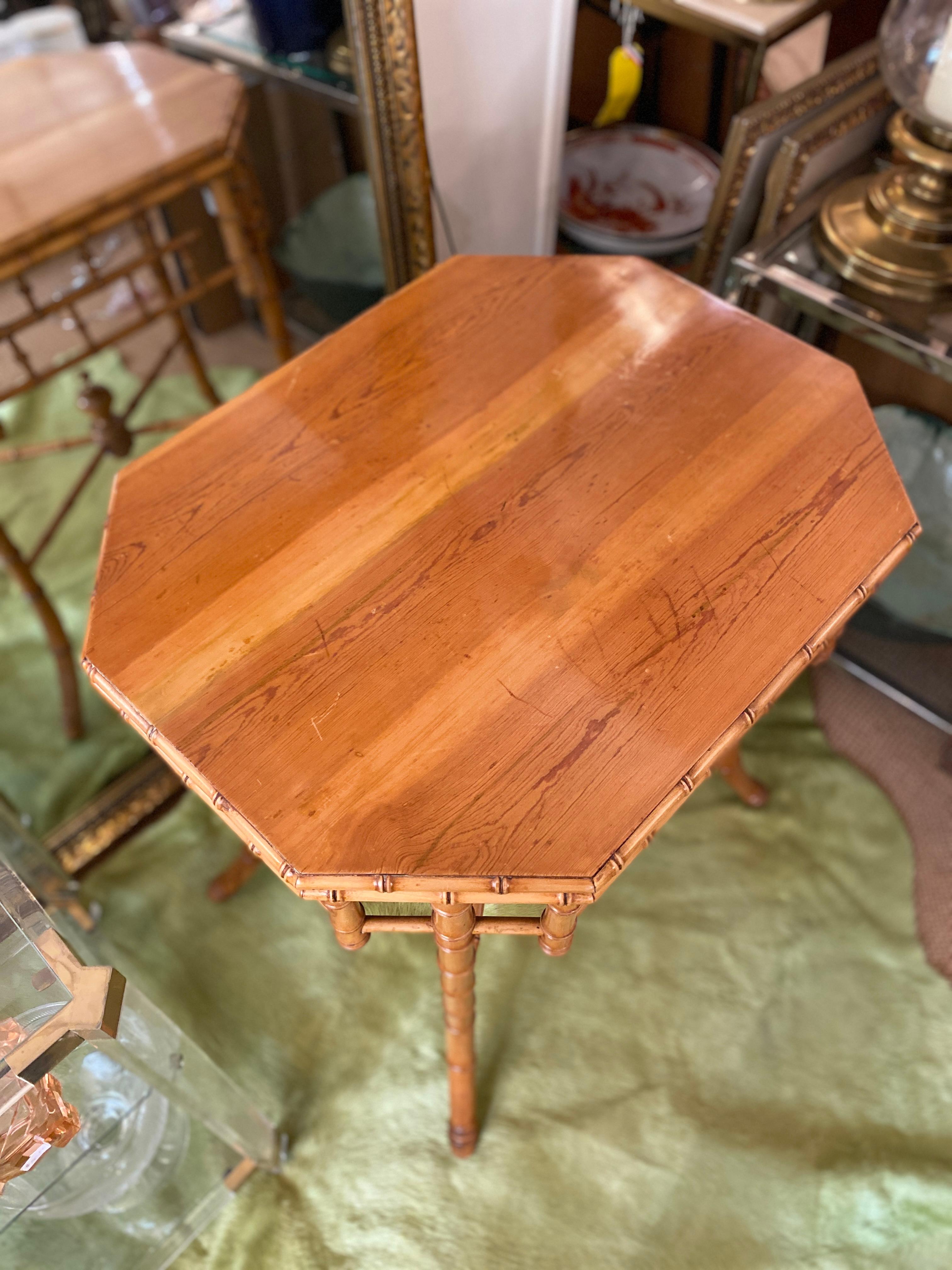 Hand-Crafted Aesthetic Movement, Maple Faux Bamboo Side Table Attributed to RJ Horner