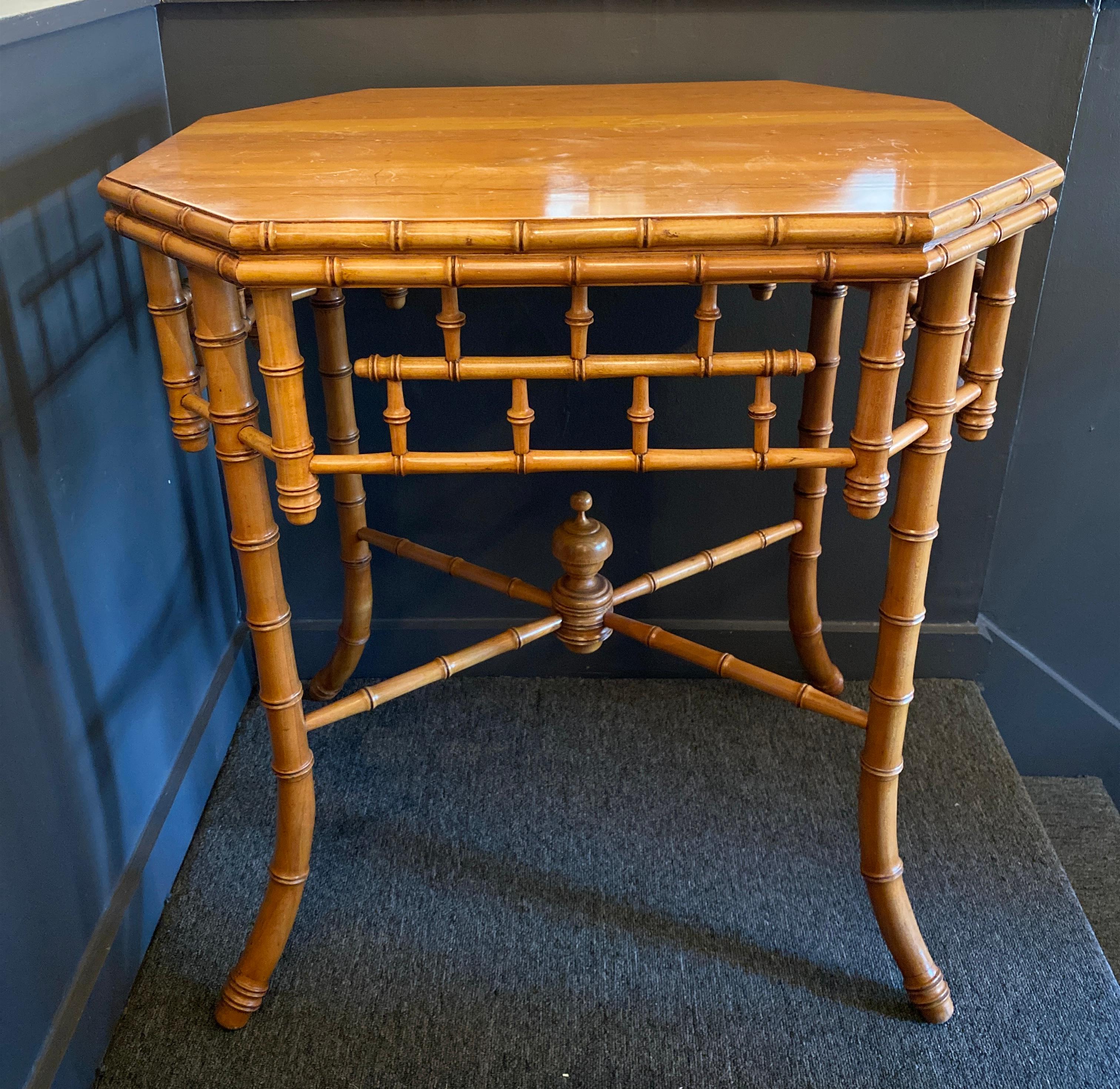 19th Century Aesthetic Movement, Maple Faux Bamboo Side Table Attributed to RJ Horner