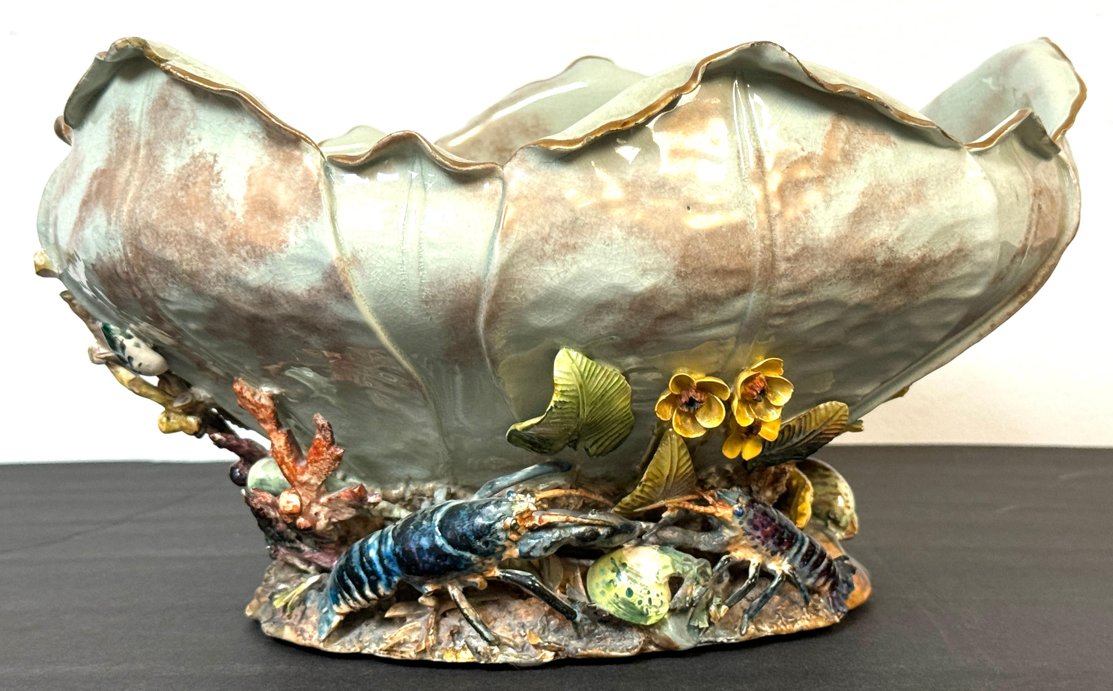 Aesthetic Movement Marinemotiv Steinzeugschale von Doulton Lambeth, um 1880 (19. Jahrhundert) im Angebot