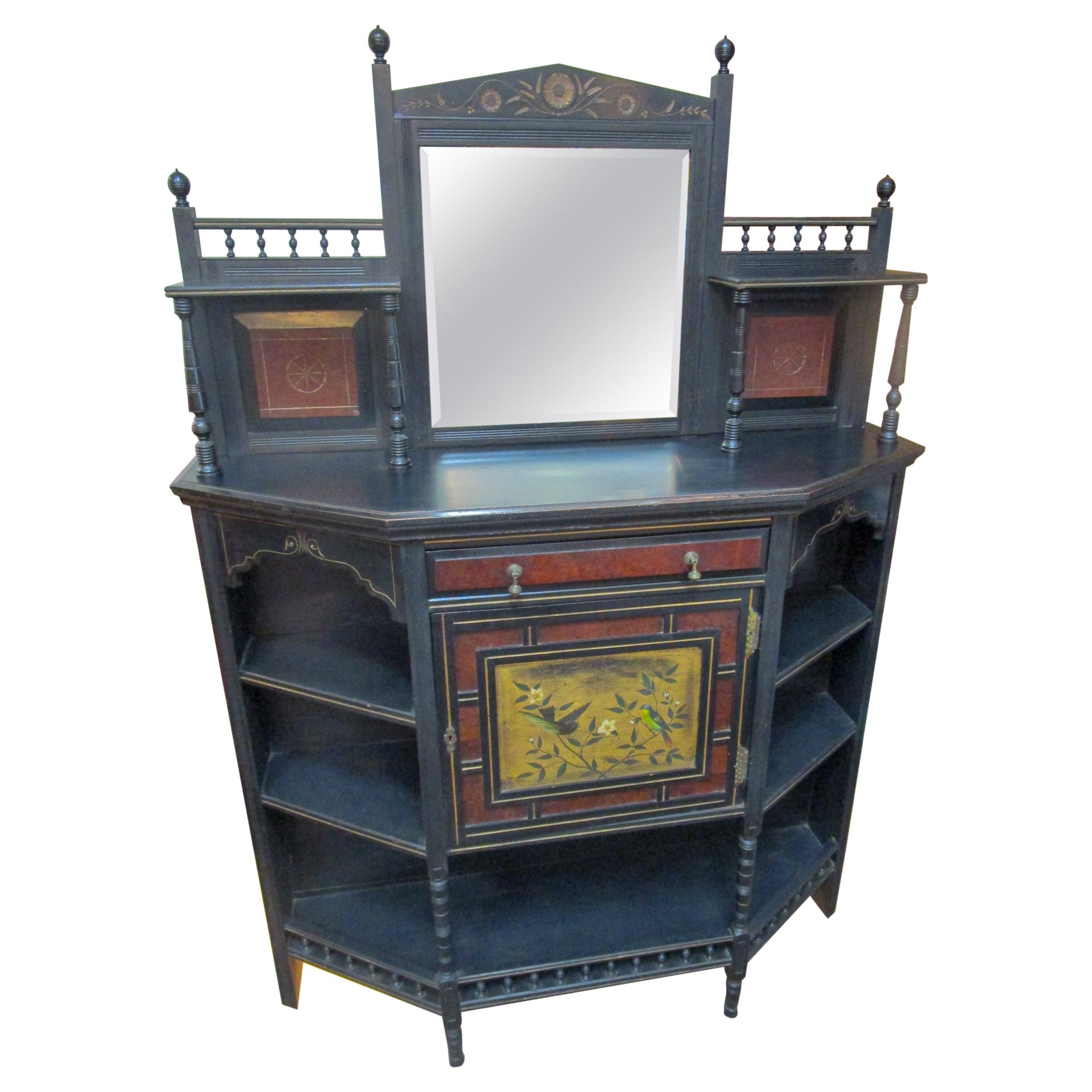 Aesthetic Movement Mirrored Cabinet Attributed to Henry William Batley