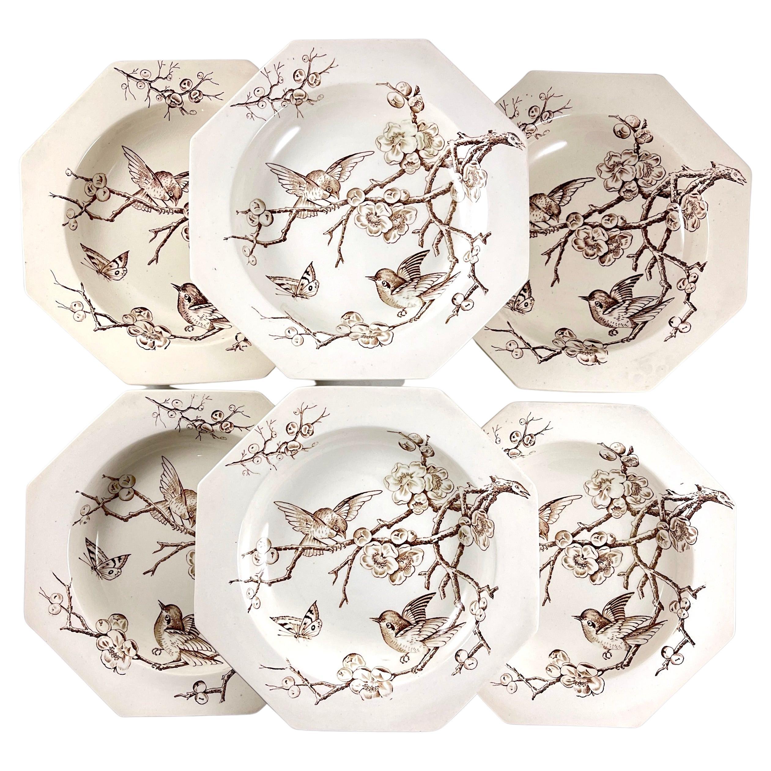 Aesthetic Movement Moore & Co. English Eton Pattern Soup Plates, set of six