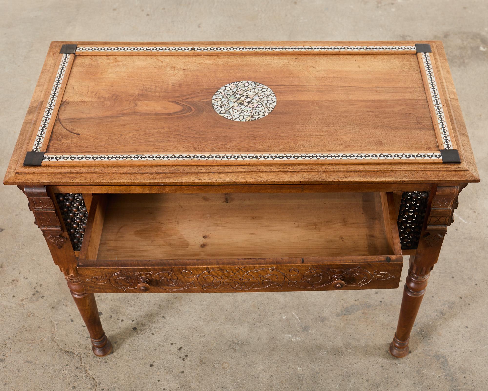 Aesthetic Movement Moorish Style Inlay Writing Table Desk For Sale 4