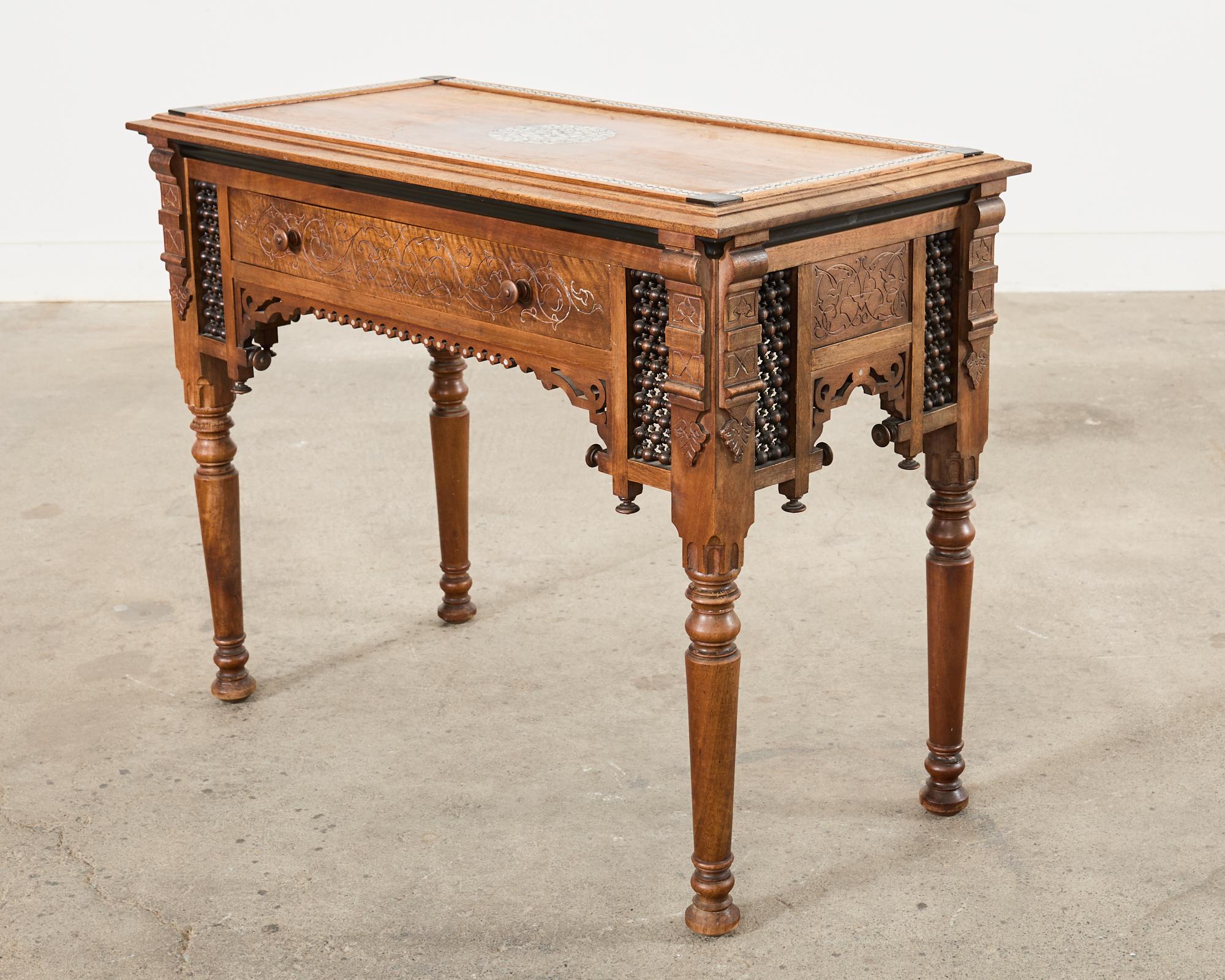 Aesthetic Movement Moorish Style Inlay Writing Table Desk For Sale 5