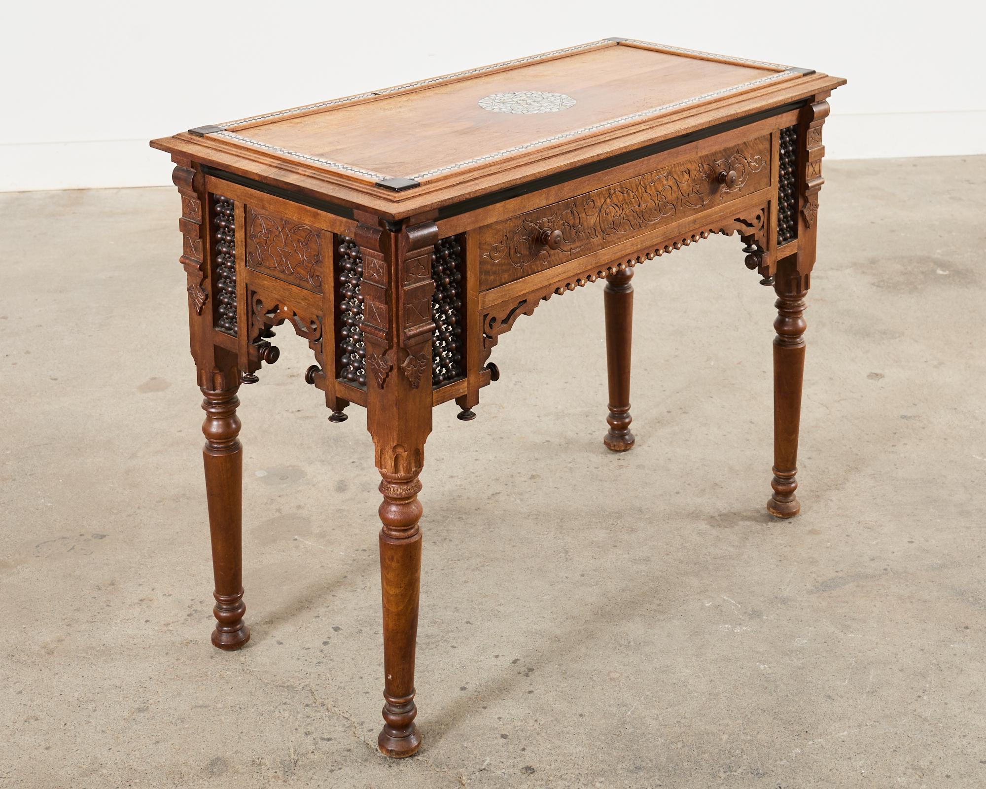 Aesthetic Movement Moorish Style Inlay Writing Table Desk For Sale 7