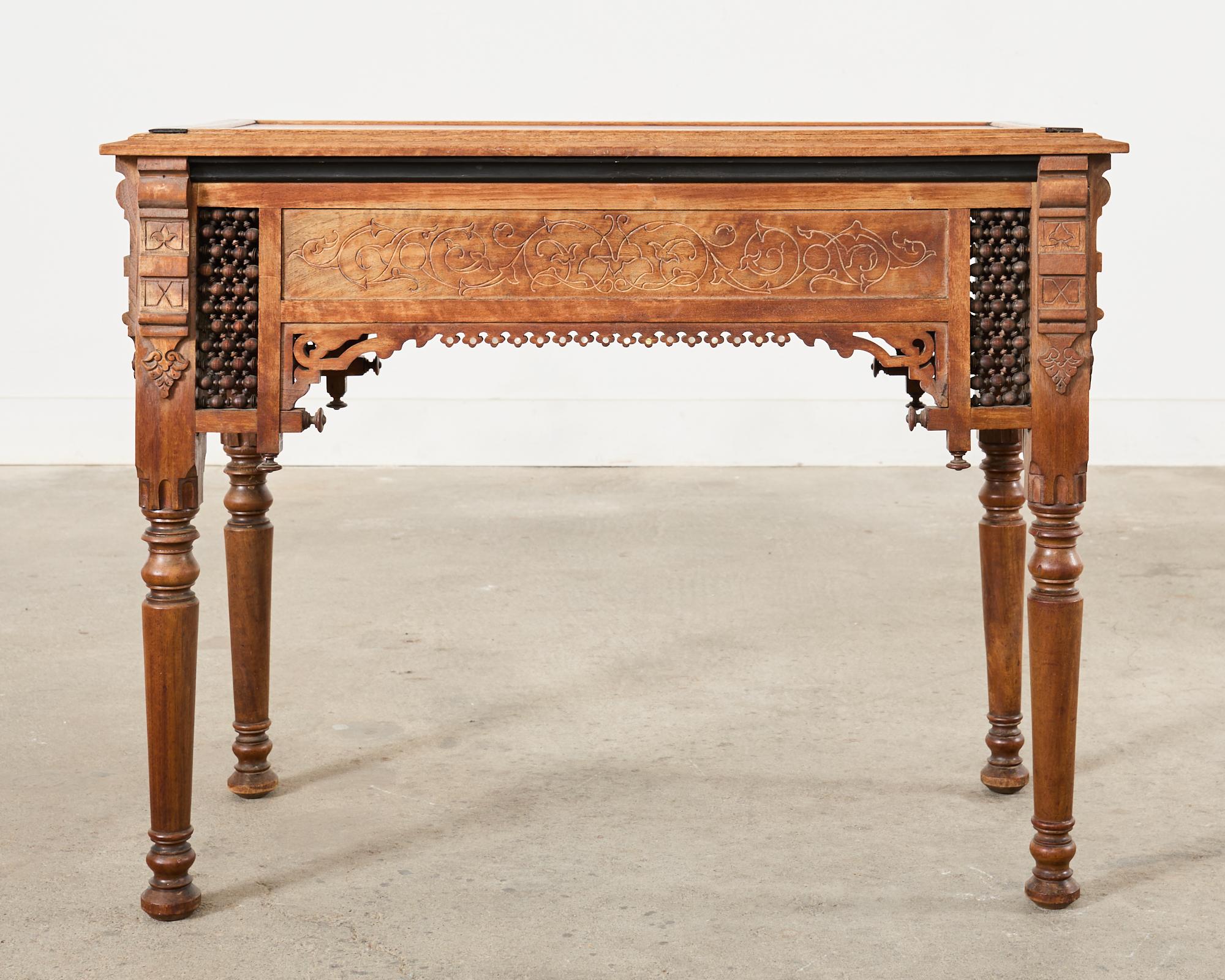 Aesthetic Movement Moorish Style Inlay Writing Table Desk For Sale 12