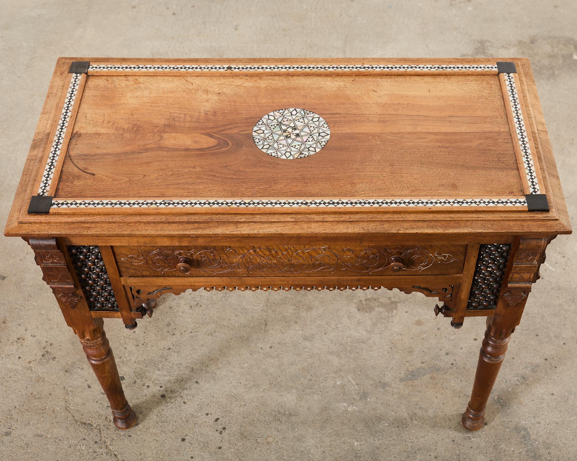 Hand-Crafted Aesthetic Movement Moorish Style Inlay Writing Table Desk For Sale