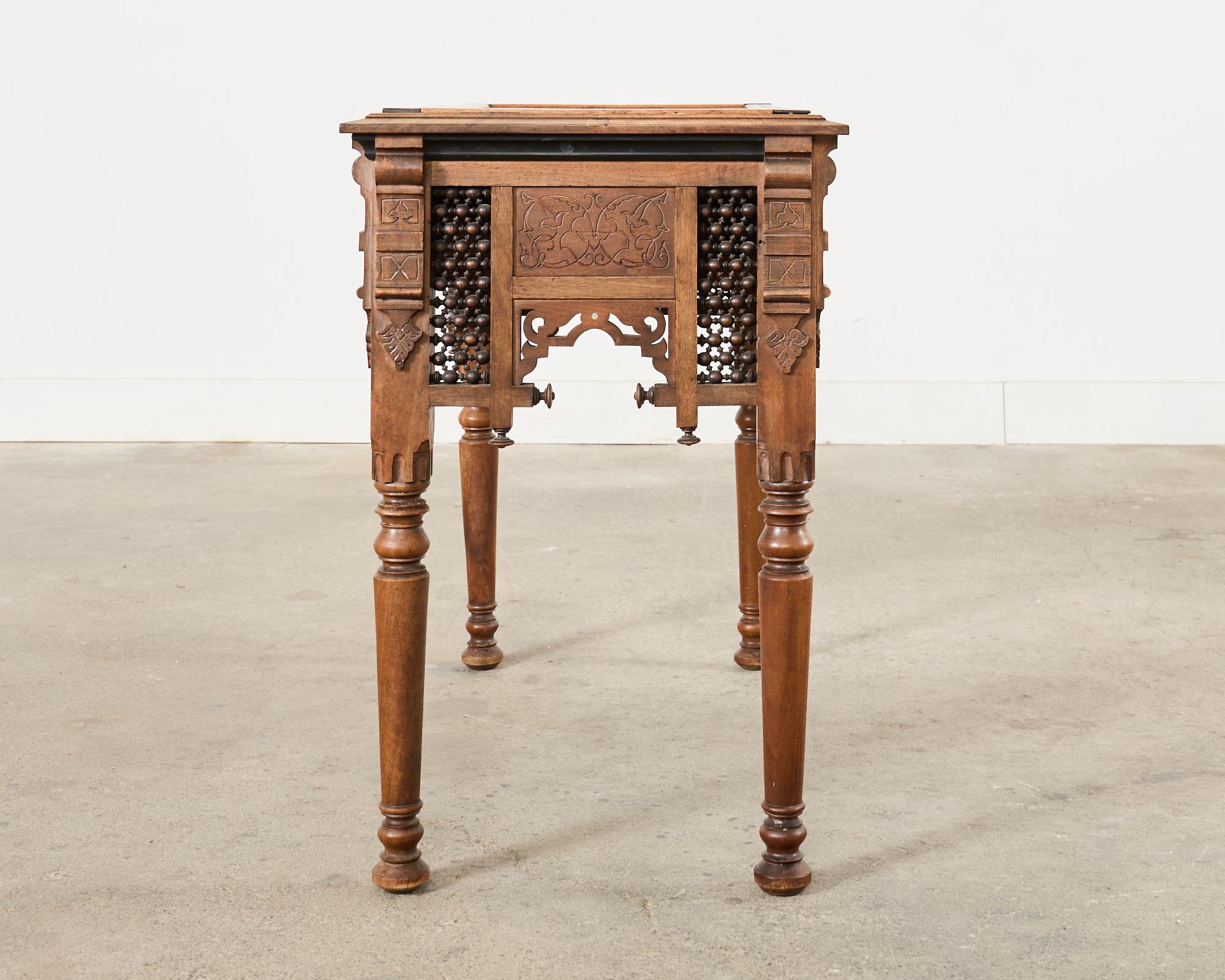 19th Century Aesthetic Movement Moorish Style Inlay Writing Table Desk For Sale