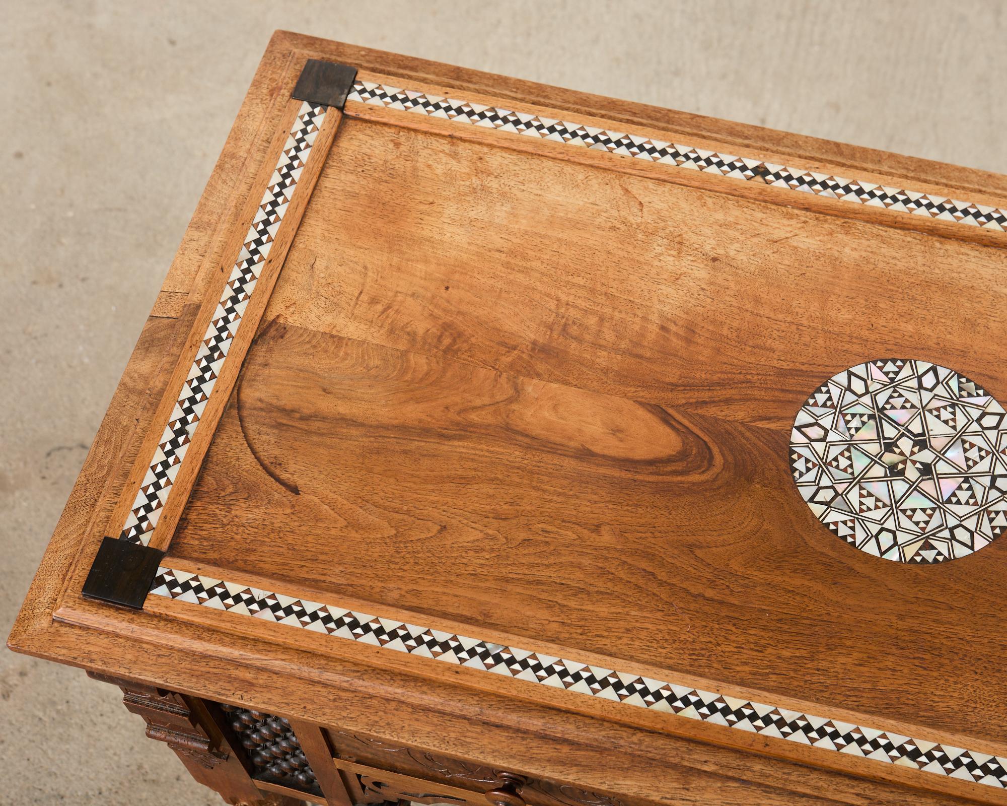 Mother-of-Pearl Aesthetic Movement Moorish Style Inlay Writing Table Desk For Sale