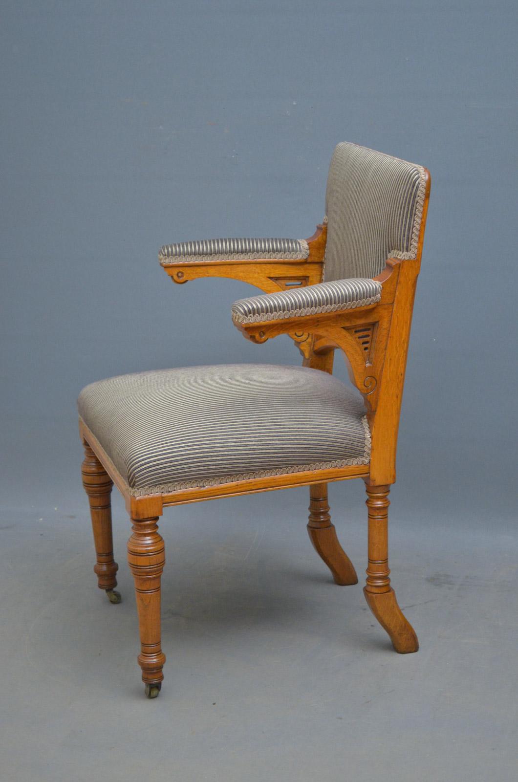 Late 19th Century Aesthetic Movement Oak Desk Chair