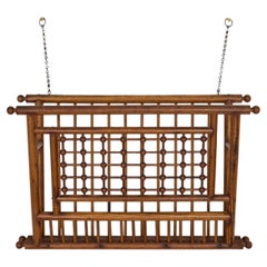 Aesthetic Movement Oak Hanging Magazine Rack with Bobbin Lattice Panel, 19th C