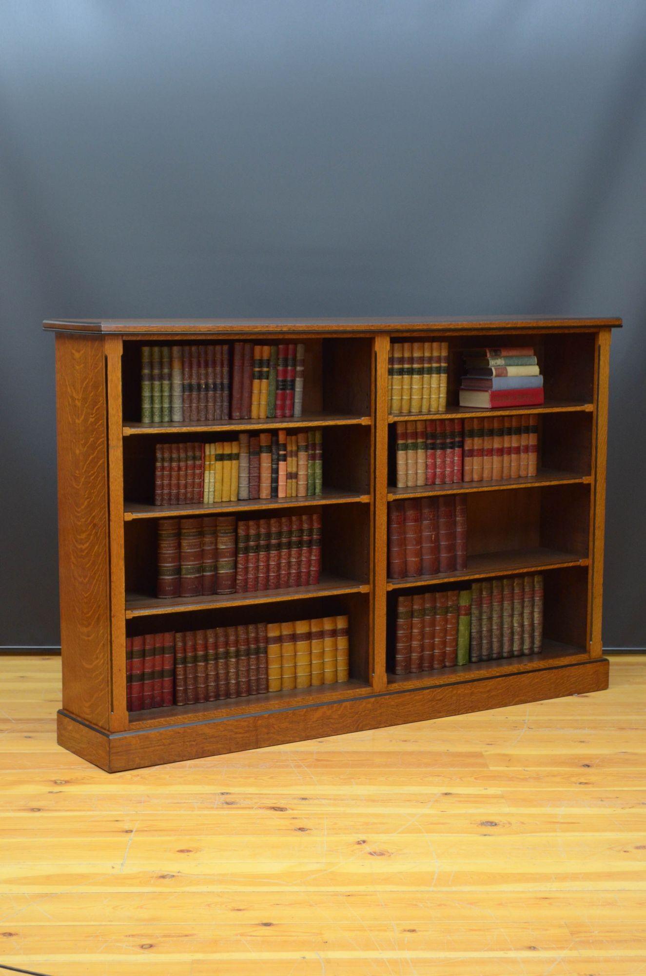 English Aesthetic Movement Oak Open Bookcase For Sale