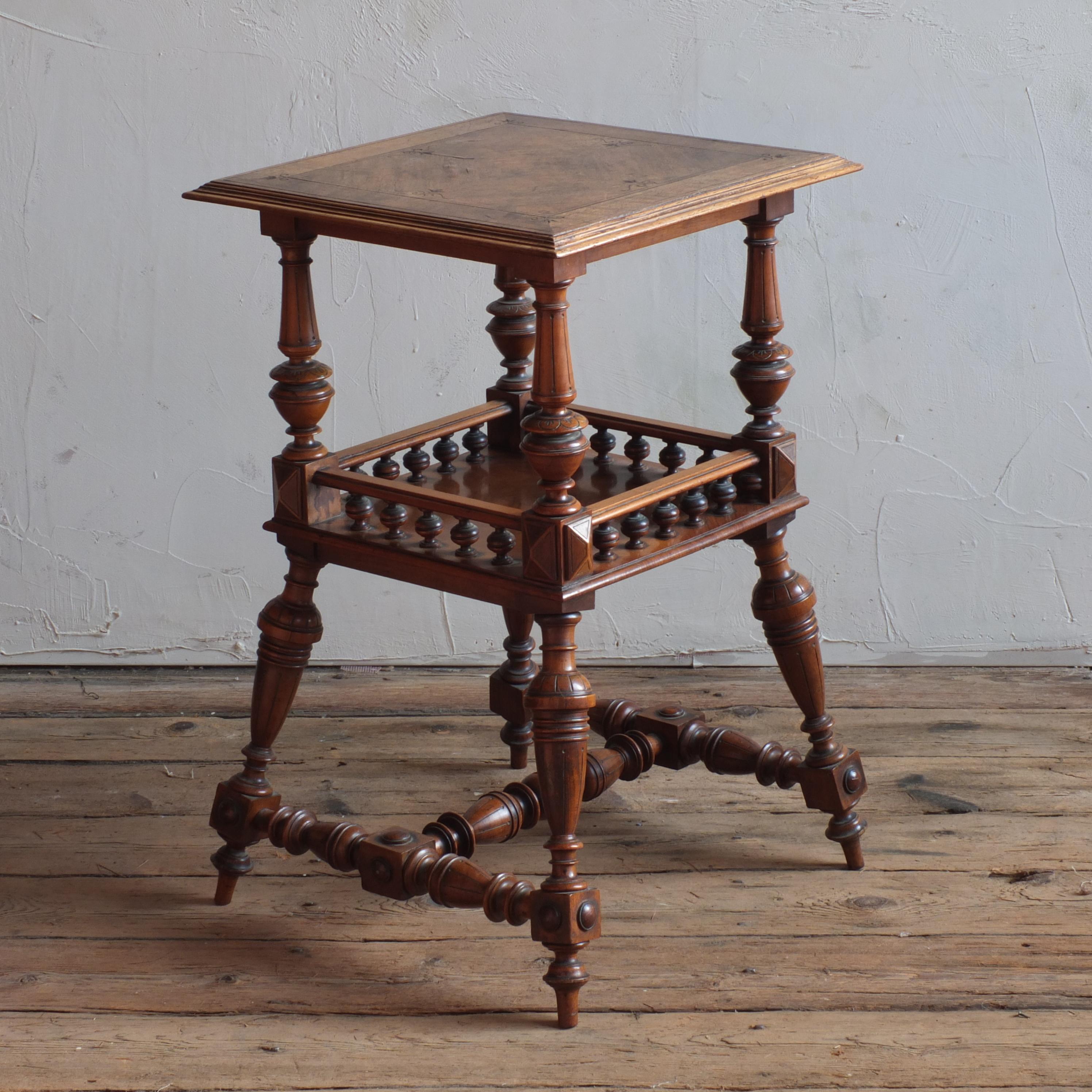 A fine and rather attractive occasional table. Very nice turning throughout and in good solid condition. Quarter Veneered top with a nice details, unfortunately it has raised a little. A very useful little table!


47cm wide
74cm high