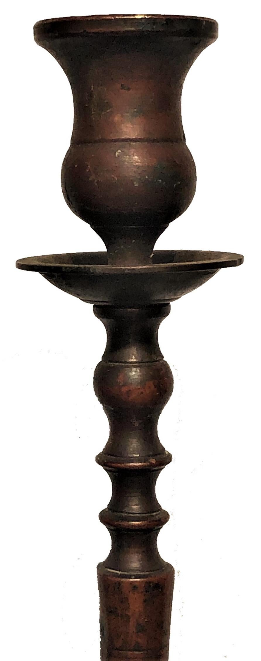 American Aesthetic Movement Pair of Bronze Candlesticks in Manner of Tiffany, ca. 1880s For Sale