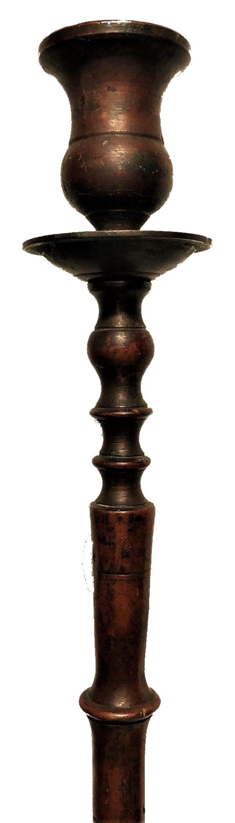 Cast Aesthetic Movement Pair of Bronze Candlesticks in Manner of Tiffany, ca. 1880s For Sale