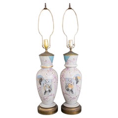 Vintage Aesthetic Movement Porcelain Lamps, Pair