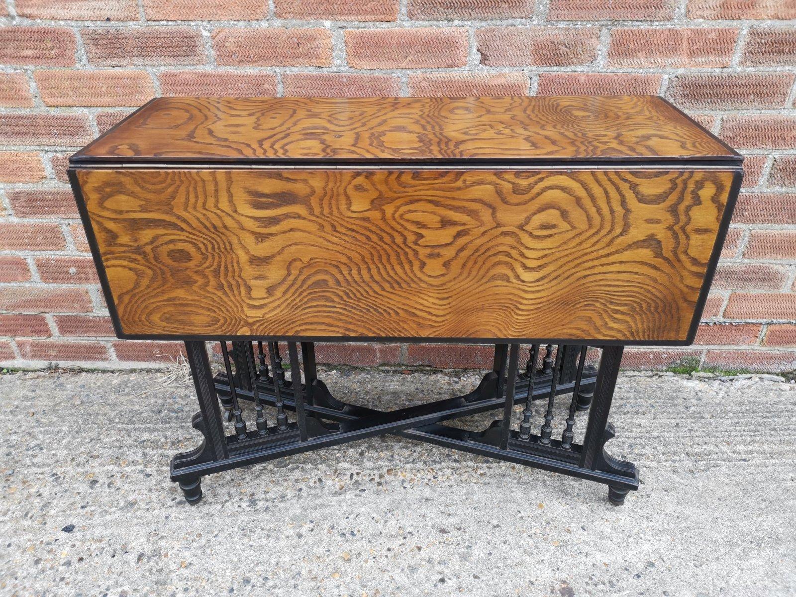 Late 19th Century Aesthetic Movement Scissor Action Drop Leaf Side Table Made from Hungarian Ash For Sale