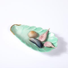 Aesthetic Movement Plato de cerámica pintado a mano con gambas y conchas firmado Limoges