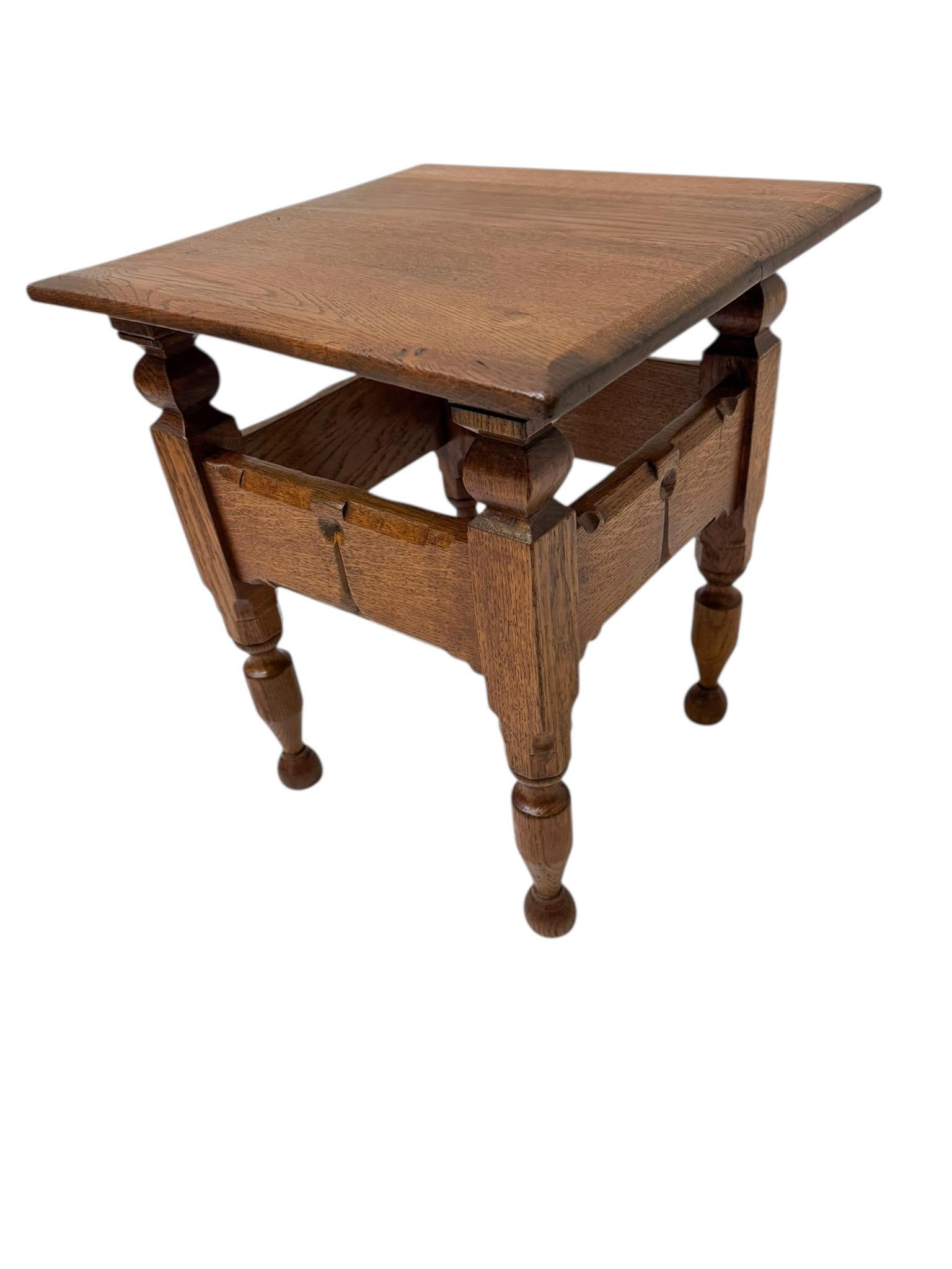 Oak Aesthetic Movement Side Table by C. Fischer Amsterdam, 1900s. For Sale