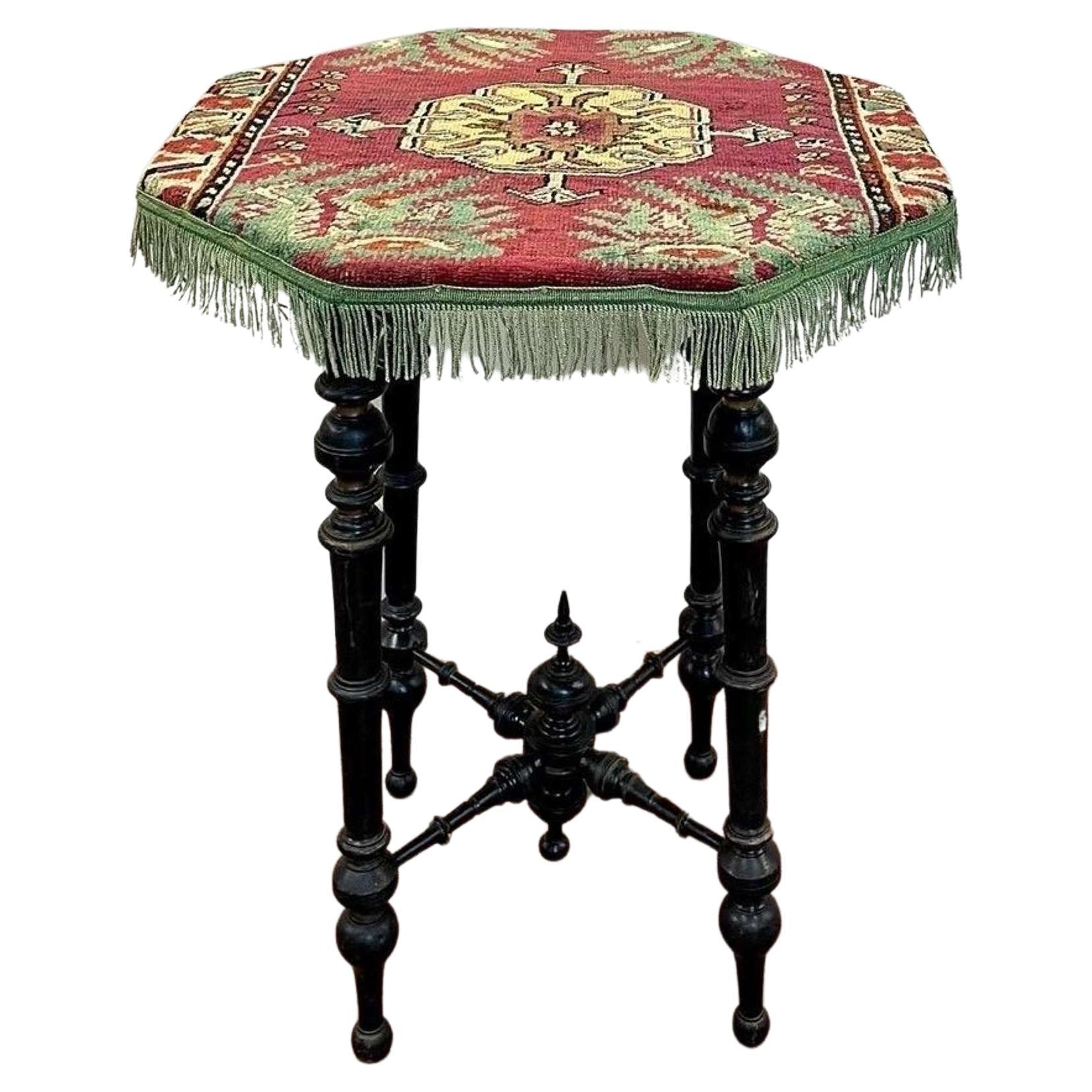 Aesthetic Movement Side Table Carpet top Ebonised 1880 In Stock For Sale